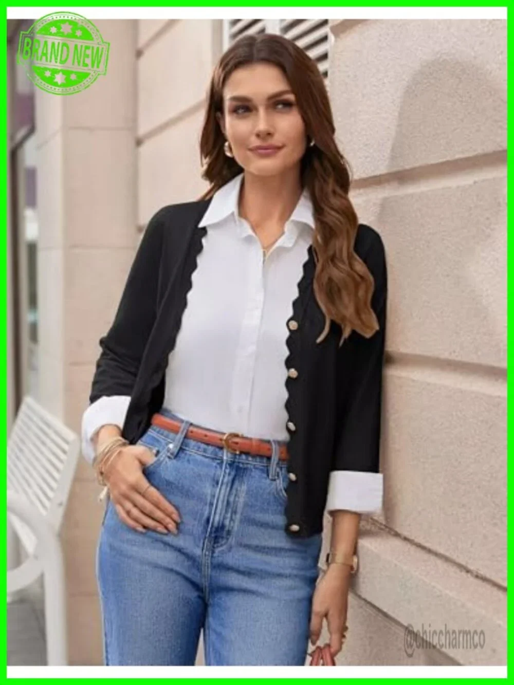 Lightweight 3/4 Sleeve Cardigan for Women V-Neck Button Down Bolero Shrugs